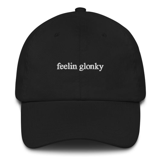 feelin glonky hat (black & white text)
