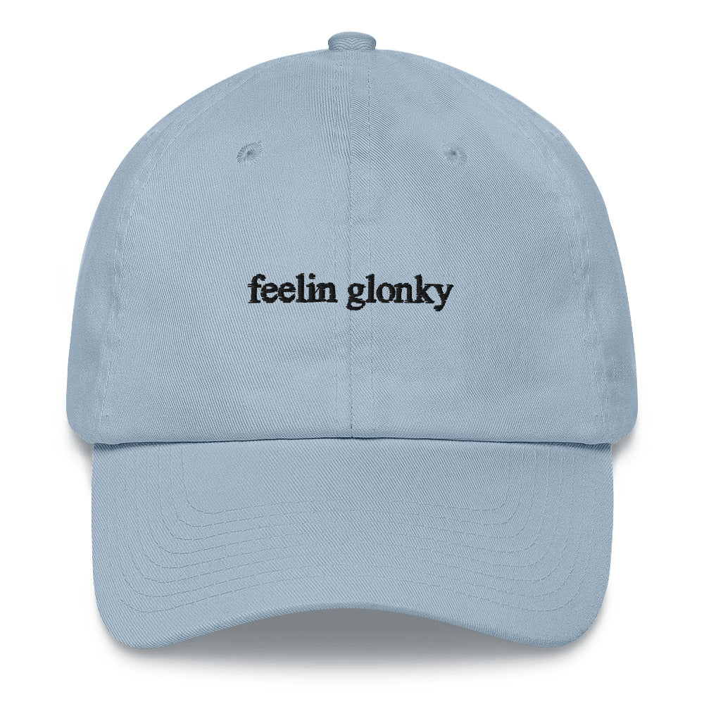 feelin glonky hat (black & white text)