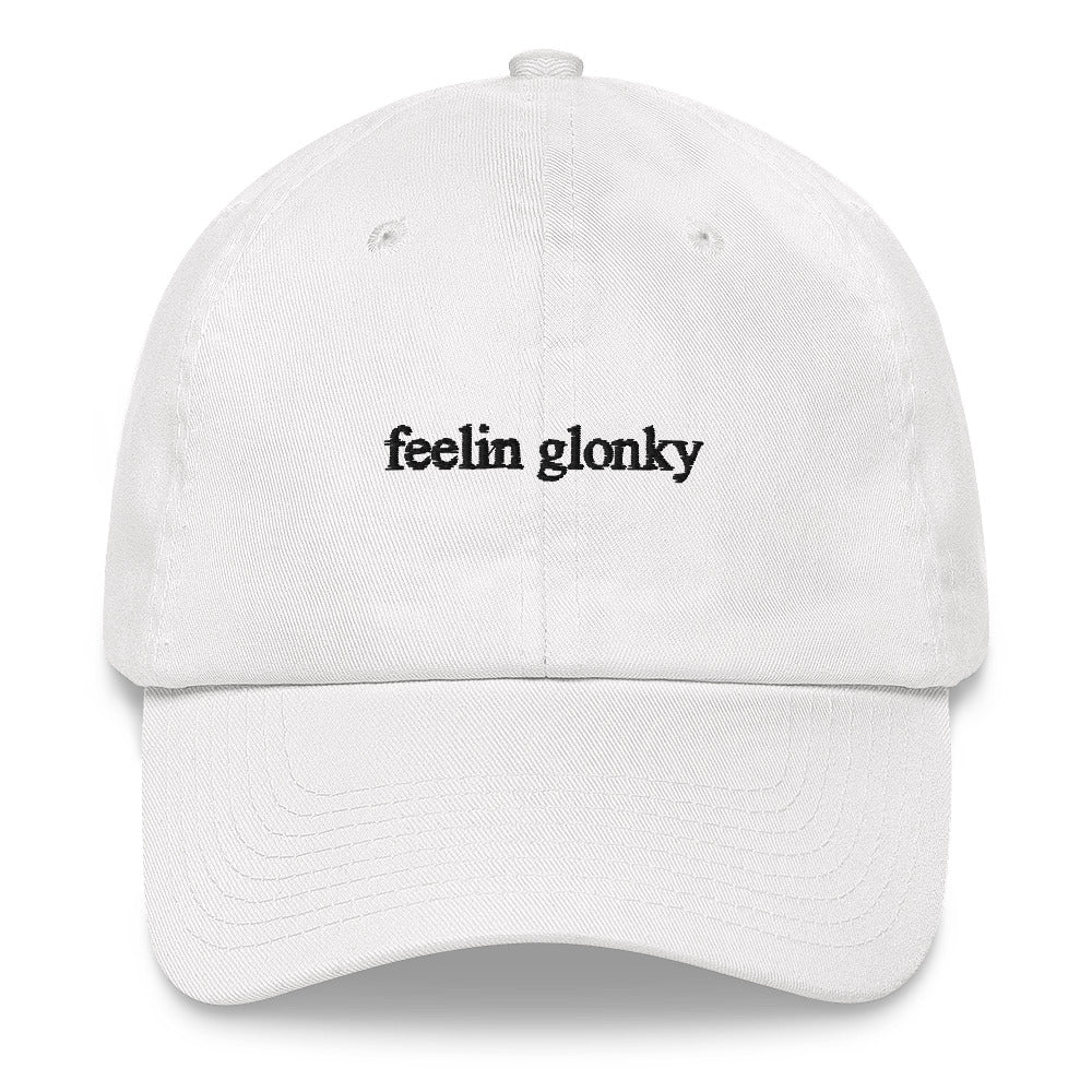 feelin glonky hat (black & white text)