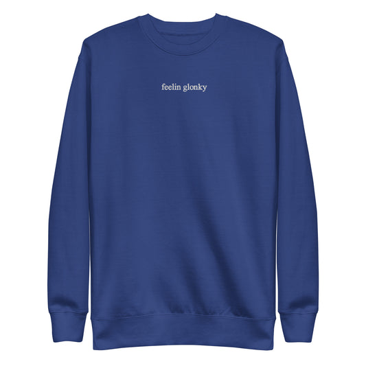 feelin glonky crew neck (black & white text)