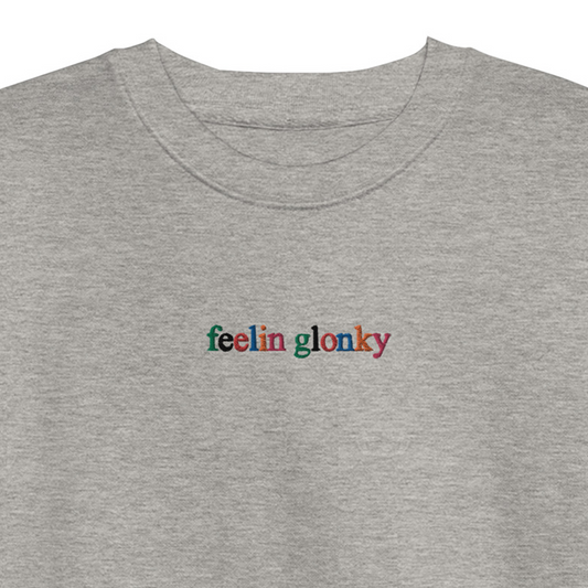 feelin glonky crew neck (multi color text)