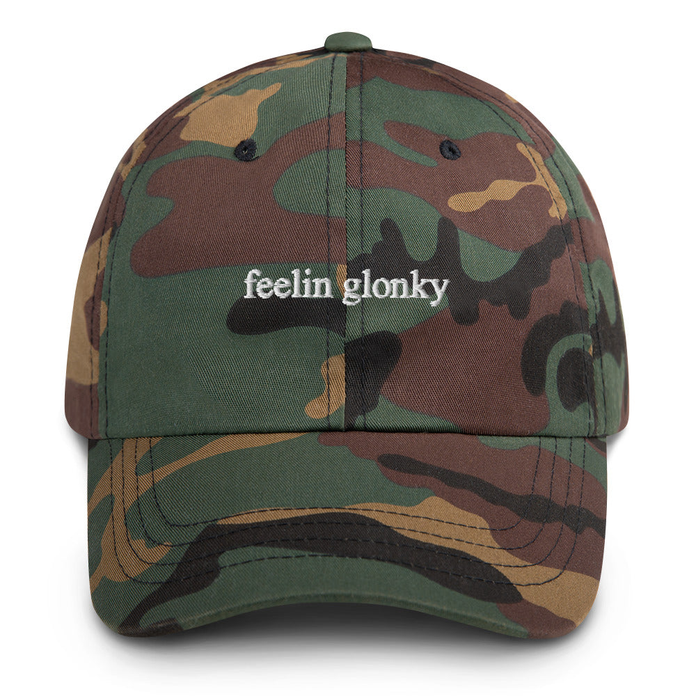 feelin glonky hat (black & white text)